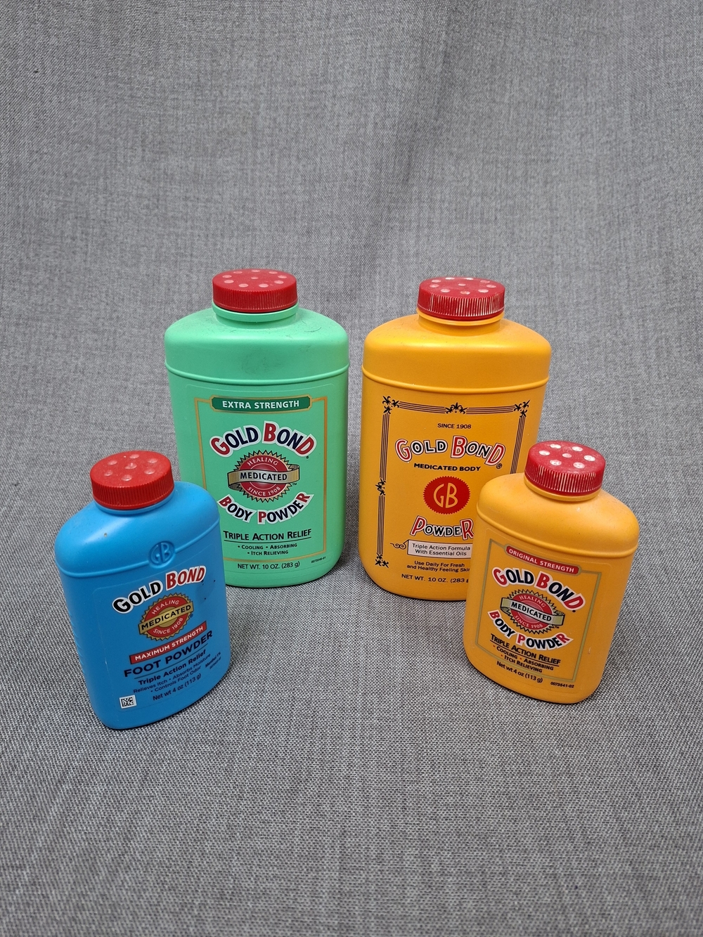 Gold Bond Lot of 4 All Barely used Discontinued Formulas Assorted Baby Powder.
